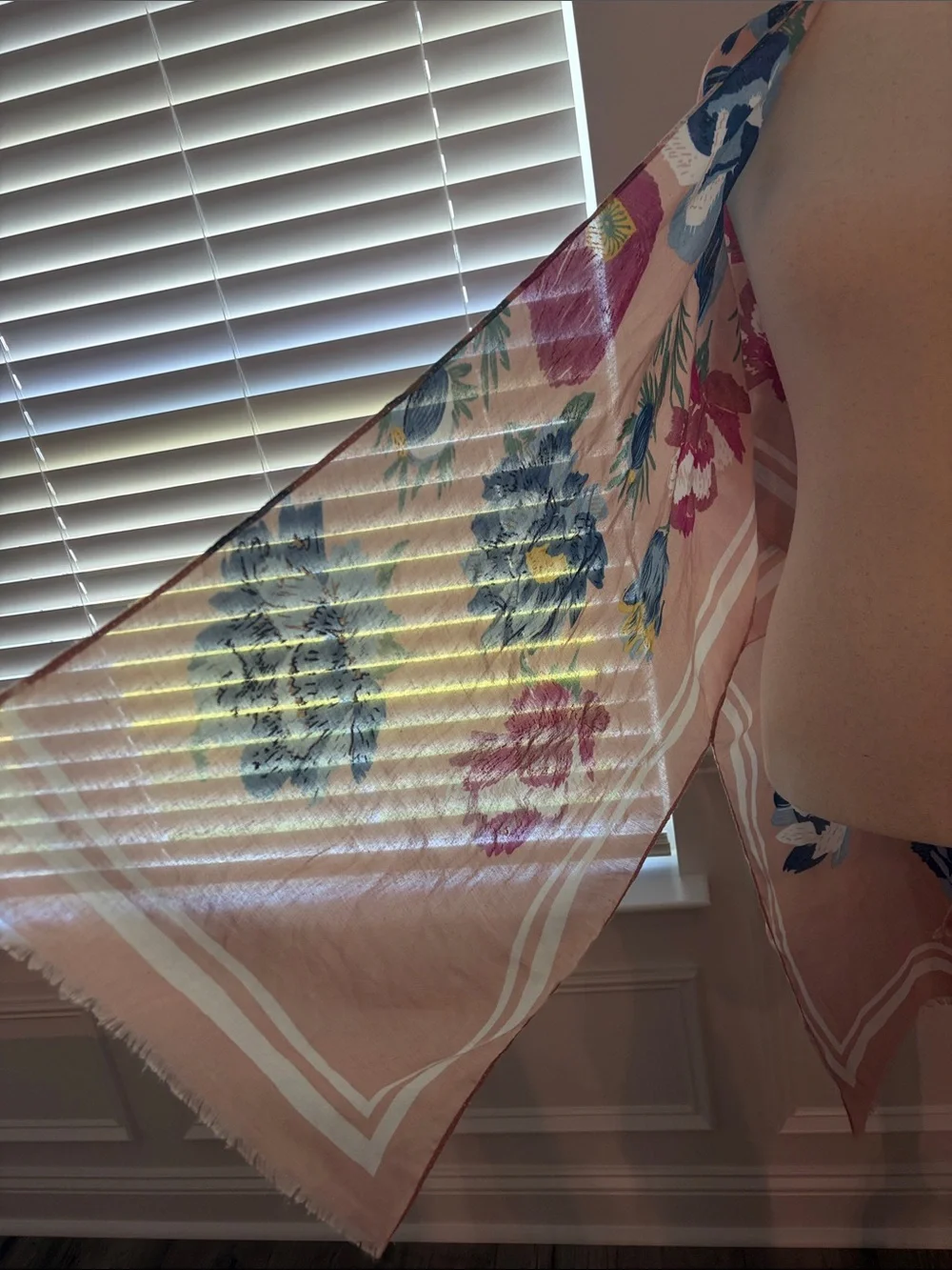 Woven Heart Blush Floral Kimono Cover-Up with Blue & Magenta Blooms | one size